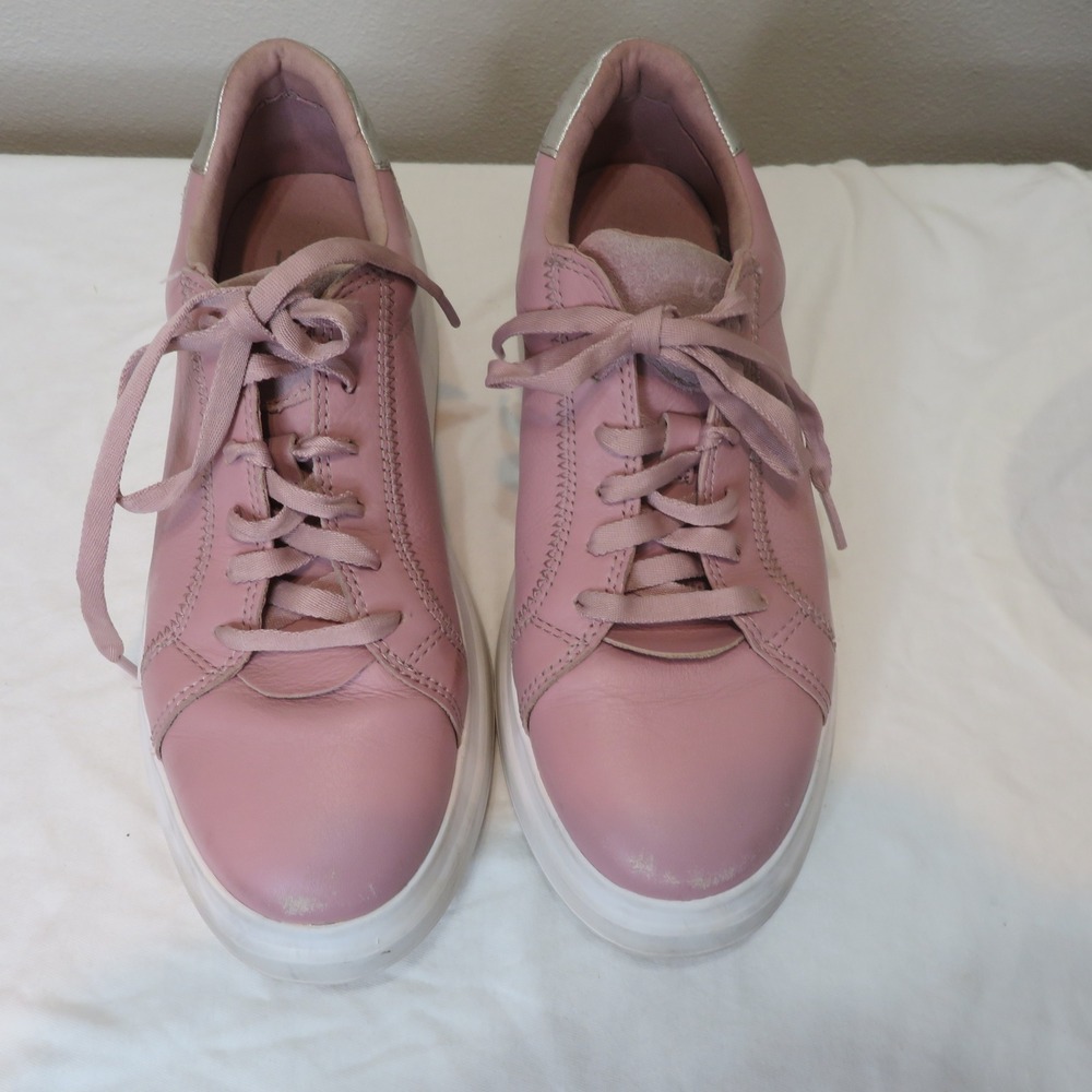 UGG Bren Pink Leather Platform Sneakers Low Top Lace Up Shoes 1138610 Womens 8